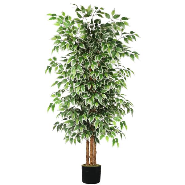Árvore artificial GTIDEA Ficus 1,8 m com tronco natural e musgo Imagem de Árvore artificial GTIDEA Ficus 1,8 m com tronco natural e musgo
