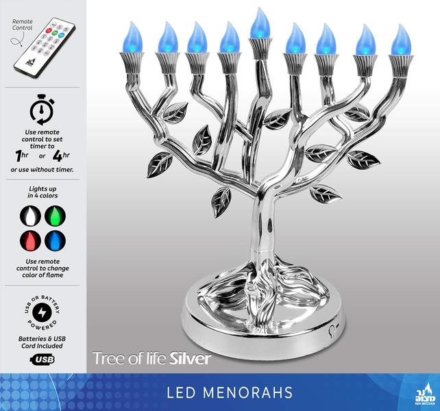 Imagem de Árvore da Vida Elétrica LED Hanukkah Menorah Ner Mitzvah