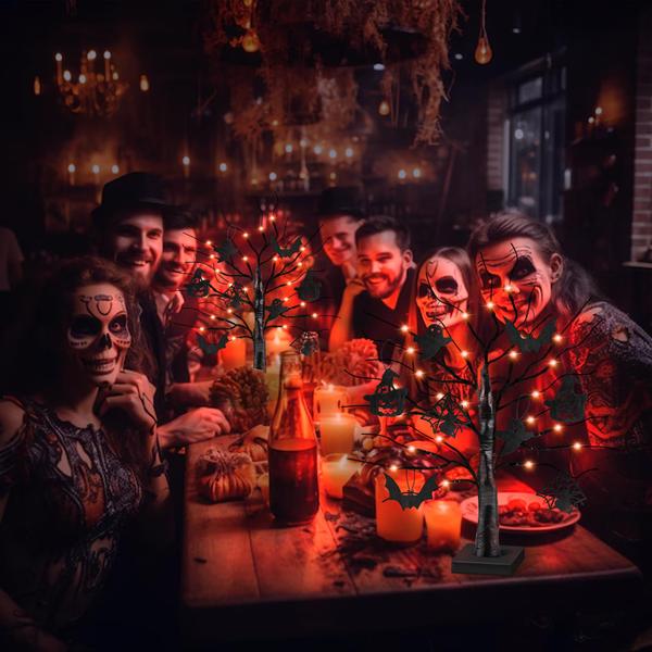 Imagem de Árvore de Halloween REGTEB de 24 polegadas com 24 luzes LED laranja x2