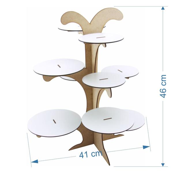 Árvore Porta Doces Cupcake Linha Premium - Mdf Branco - Modernarte Imagem de Árvore Porta Doces Cupcake Linha Premium - Mdf Branco