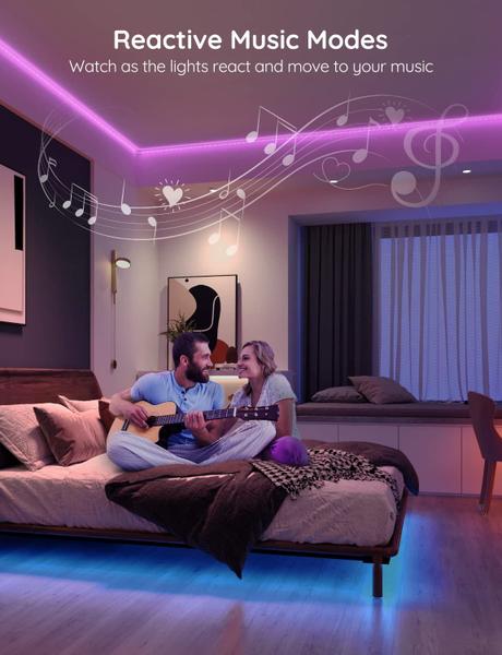 Imagem de As luzes de faixa de LED Govee Smart WiFi de 50 pés RGB funcionam com Alexa Google