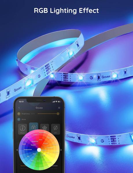 Imagem de As luzes LED Strip Govee 30m WiFi RGB funcionam com Alexa Google