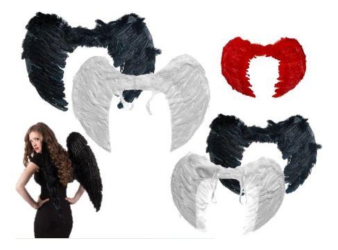 Imagem de Asa De Anjo Média Branco/preto Para Carnaval Festa Fantasia