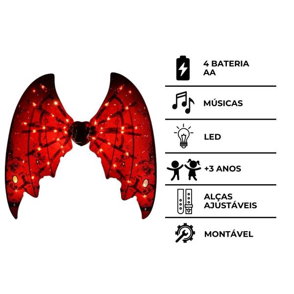 Imagem de Asas Fantasia para Festas com Led e Música - Dragão