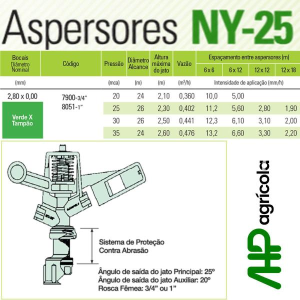 Imagem de Aspersor Agrícola Ny-25 Verde Agropolo 5un