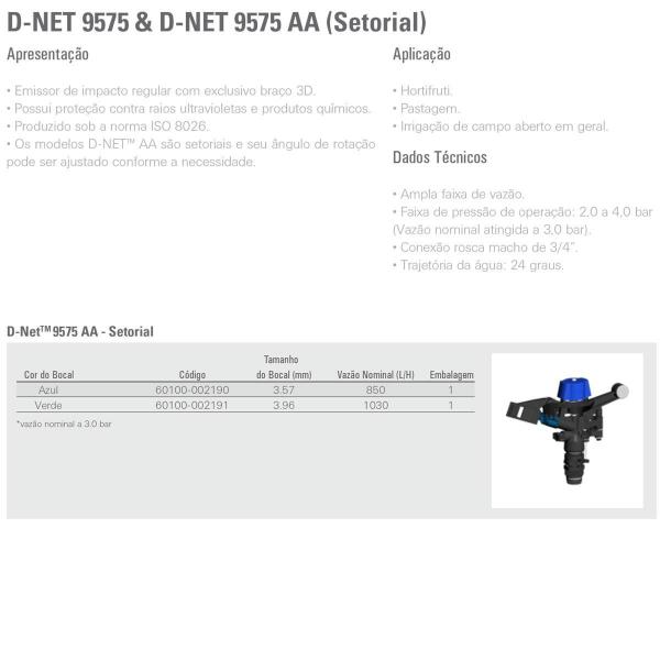 Imagem de Aspersor D-Net 9575 AA Setorial Verde 1030 L/h - 5 Unidades