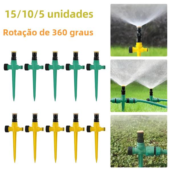 Imagem de Aspersor de Jardim Automático Giratório 360° - Resistente à Corrosão (5 Peças)