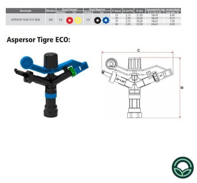 Imagem de Aspersor Impacto Tigre Eco 5632 Irrigação 1'