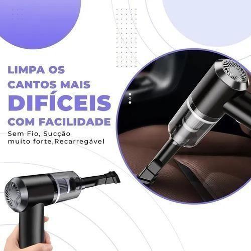 Imagem de Aspirador De Carro Portátil Potente Recarregável - Preto