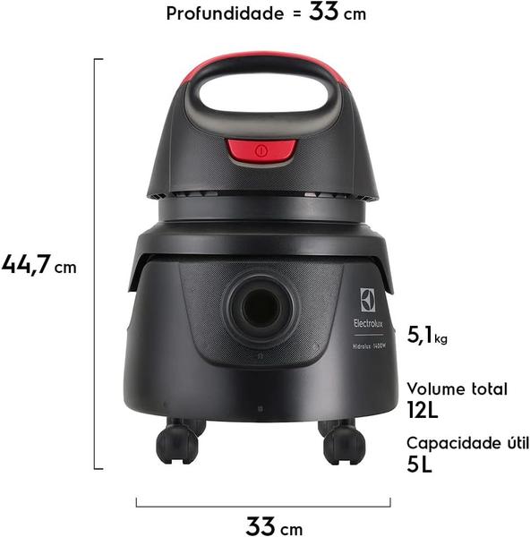 Imagem de Aspirador de Pó Água AWDFS Electrolux 1400W Multifuncional 12L Hidrolux Função Sopro