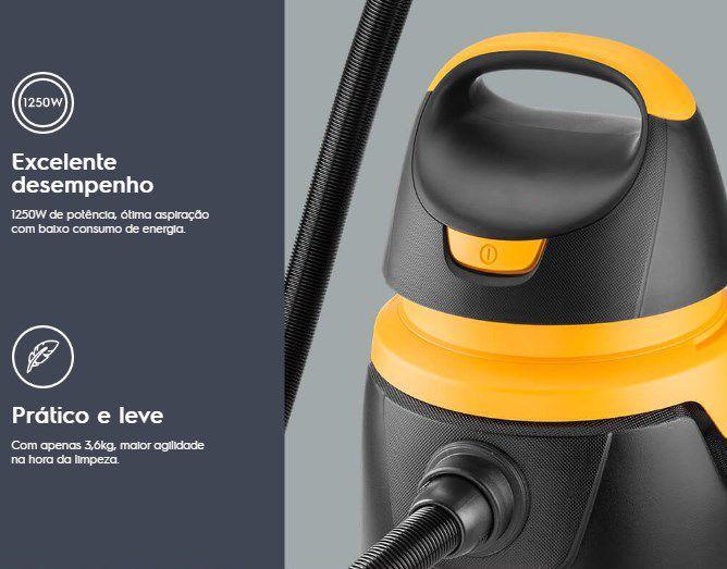 Imagem de Aspirador de Pó e Água Electrolux Acqua Power 10 Litros 127v AQP20 Preto com Amarelo