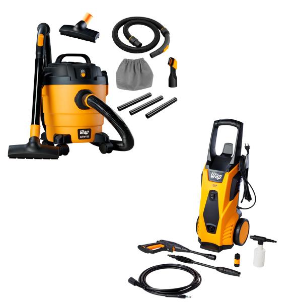 Aspirador de Pó e Água WAP GTW 10 Bocal de Sopro 1400W 127V + Lavadora de Alta Pressão Líder 2200 127V Imagem de Aspirador de Pó e Água WAP GTW 10 Bocal de Sopro 1400W 127V + Lavadora de Alta Pressão Líder 2200 127V