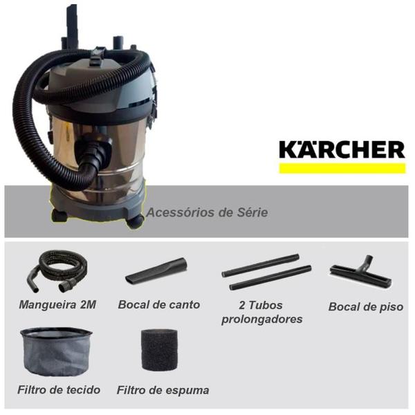 Imagem de Aspirador de Pó e Líquido 20 Litros 1400W NT 2000 Inox KARCHER