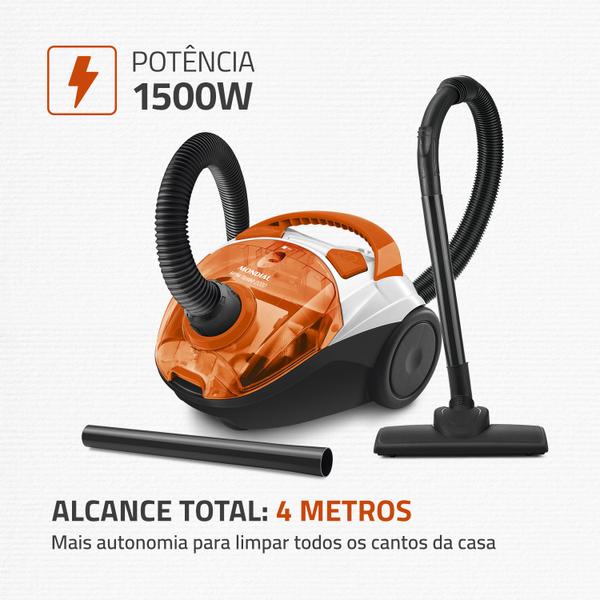 Imagem de Aspirador de Pó Hepa Turbo 2000, Mondial, Branco/Laranja, 1500W, 127V - AP-15