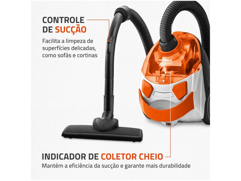 Imagem de Aspirador de Pó Mondial Filtro HEPA 1500W Turbo 2000 AP-15 Branco e Laranja