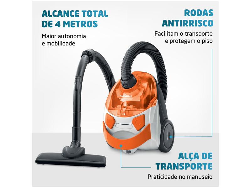 Imagem de Aspirador de Pó Mondial Filtro HEPA 1500W Turbo 2000 AP-15 Branco e Laranja