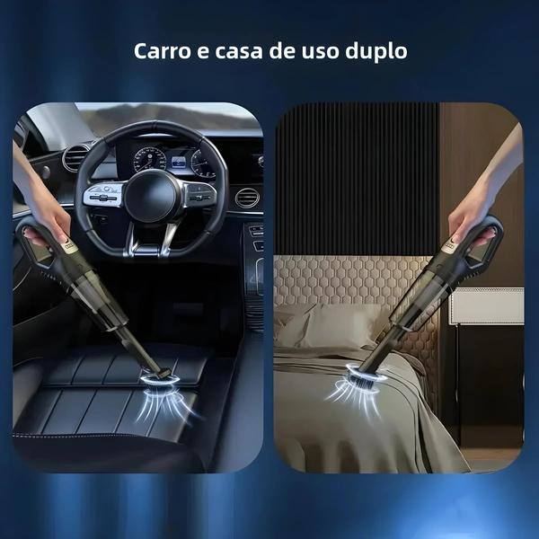 Imagem de Aspirador de Pó Portátil Sem Fio 120W - Recarregável via USB - Sucção Potente para Carro e Casa