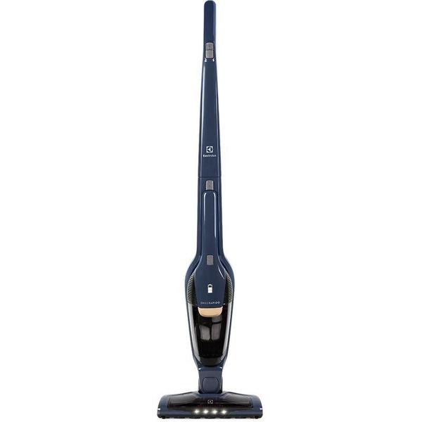 Imagem de Aspirador de Pó Vertical Electrolux Ergorapido 2em1 Denin Blue Luz Led ERG25N Até 38 Min Filtro HEPA Função BrushRollClean 420ml