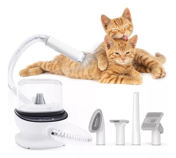 Imagem de Aspirador e Maquina De Tosar Pet Cães Gatos Kit de Limpeza 5 em 1 Banho e Tosa Pet Shop 127V Profissional - NewPet