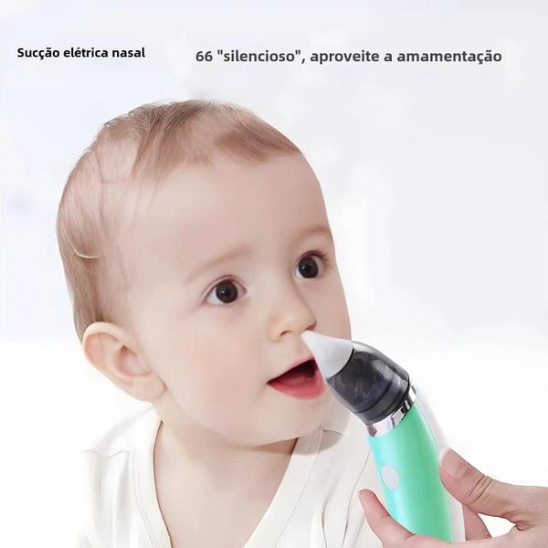 Imagem de Aspirador Nasal Elétrico Recarregável para Bebês - Sucção Ajustável e Limpeza Segura