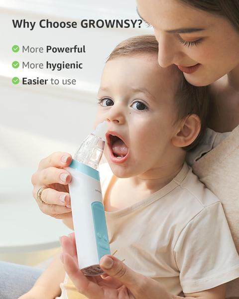 Imagem de Aspirador nasal GROWNSY para bebês elétrico com 3 pontas de silicone