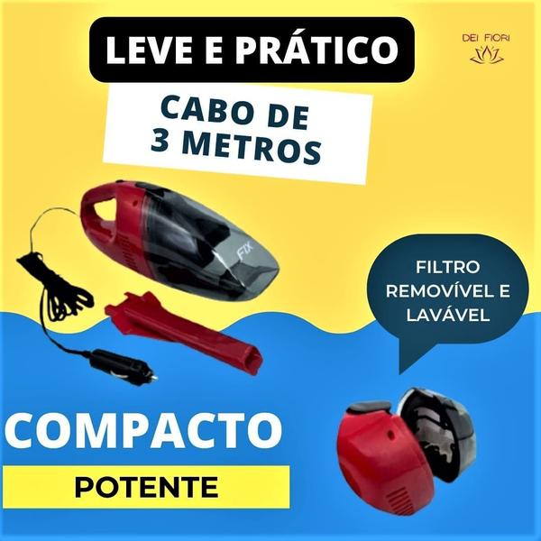 Imagem de Aspirador Pó Portátil 35W 12V P/ Carros  Limpeza Automotiva