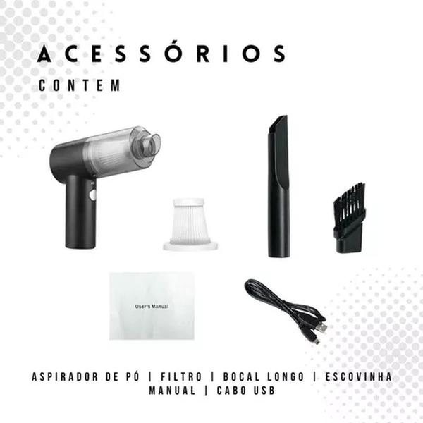 Imagem de Aspirador Portátil Recarregável Usb Filtro Removível 6000pa