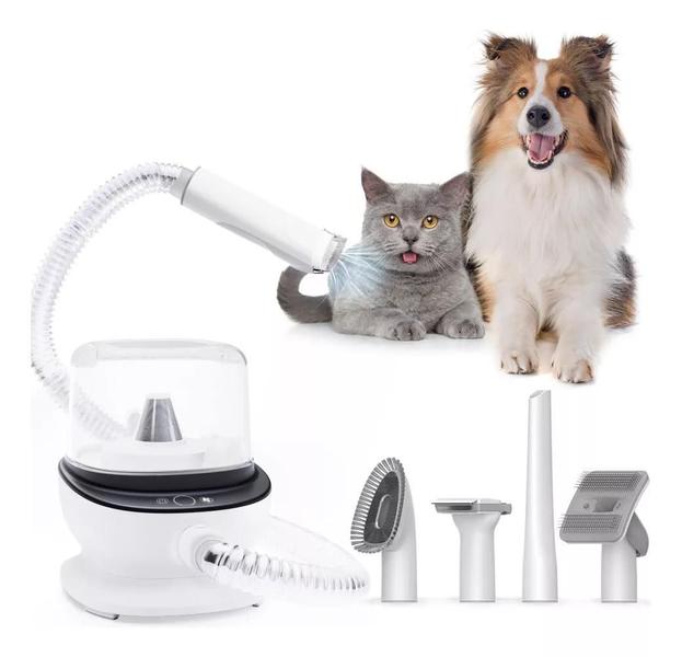 Imagem de Aspirador Profissional Para Pelos Maquina de Tosa PET Cães e Gatos Kit de Limpeza 5 em 1 Banho e Tosa Pet Shop 127V Profissional - NewPet