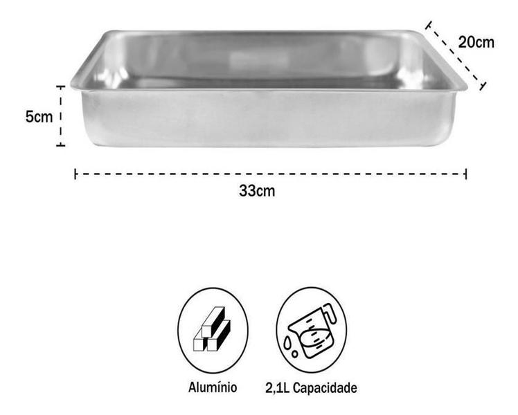 Imagem de Assadeira Alumínio Polido Forma Retangular Baixa 01 Eirilar