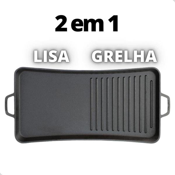 Imagem de Assadeira Chapa de Ferro Fundido Slim Grill Lisa/Frisada Santana