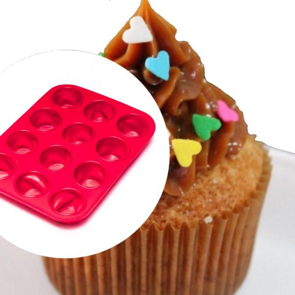 Imagem de  assadeira de silicone cupcake 12 cav verm