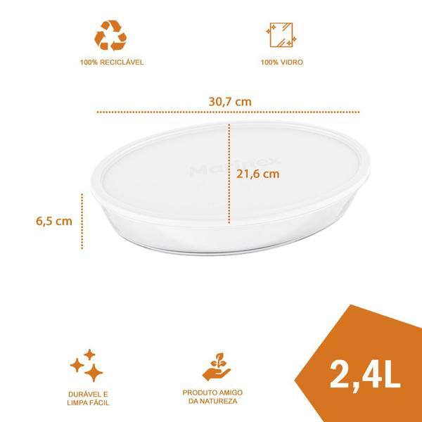 Assadeira De Vidro C/ Tampa Assados e Doces 2,4L Marinex 2Un - NADIR FIGUEREIDO Imagem de Assadeira De Vidro C/ Tampa Assados e Doces 2,4L Marinex 2Un