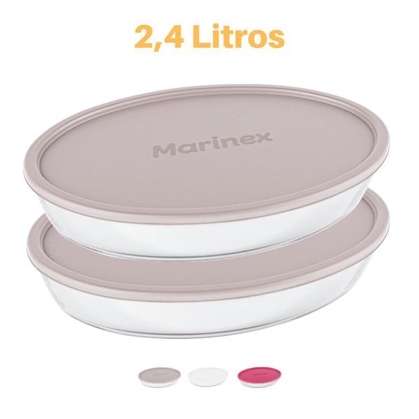 Assadeira De Vidro C/ Tampa Assados e Doces 2,4L Marinex 2Un - NADIR FIGUEREIDO Imagem de Assadeira De Vidro C/ Tampa Assados e Doces 2,4L Marinex 2Un
