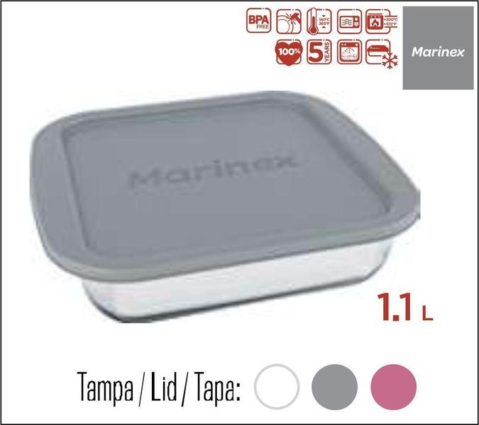 Imagem de Assadeira Forma Com Tampa Quadrada 1,1Lts Média Marinex 3Uni