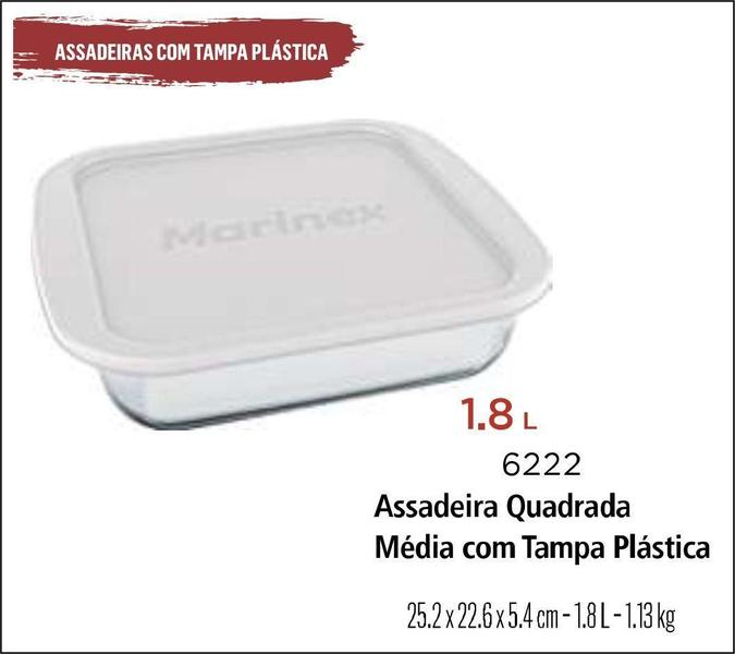 Imagem de Assadeira Forma Com Tampa Quadrada 1,8Lts Média - Marinex 06