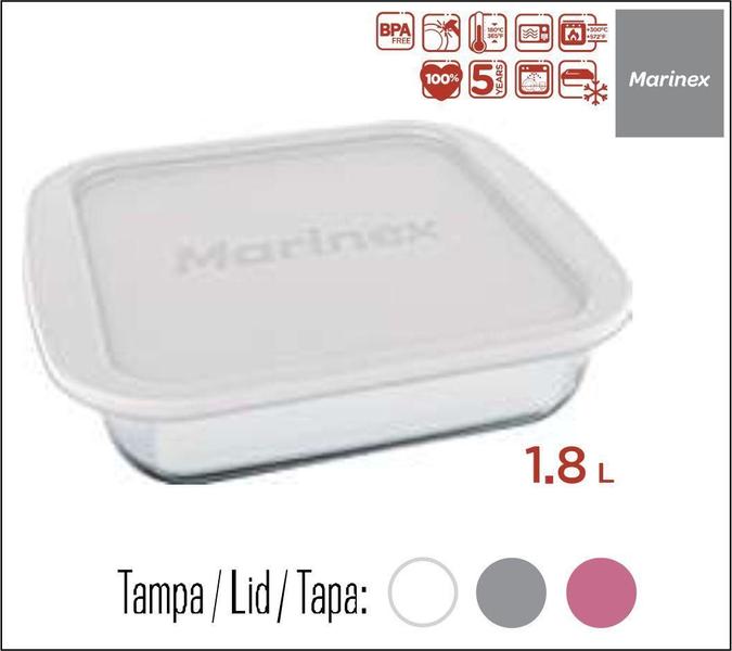 Imagem de Assadeira Forma Com Tampa Quadrada 1,8Lts Média - Marinex