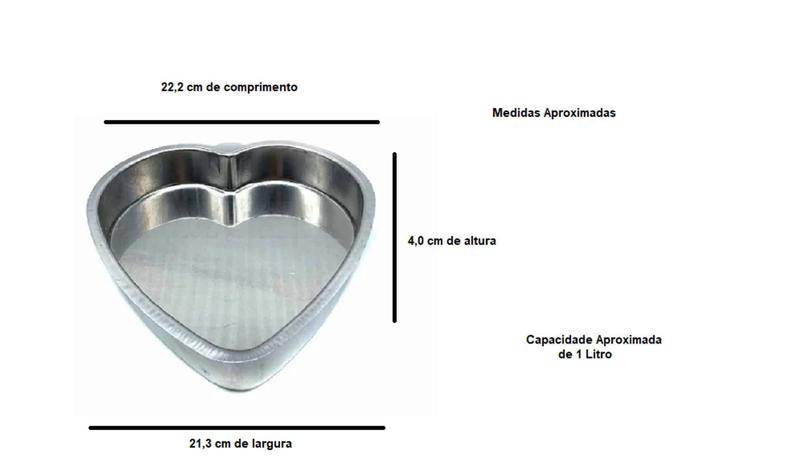 Imagem de Assadeira Forma Coração Alumínio Grosso Polido Com 22 cm Tamanho 1