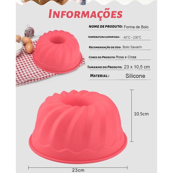 Imagem de Assadeira Forma De Silicone Para Bolo Pudim Torta Mousse Forno