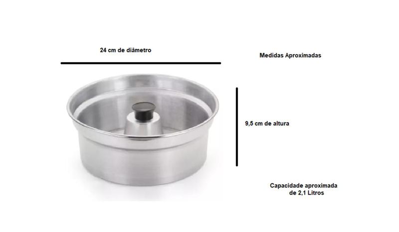 Imagem de Assadeira Forma Redonda Pudim com Pegador Em Alumínio Polido Grosso IF 35 Tamanho 2 Com 24 cm