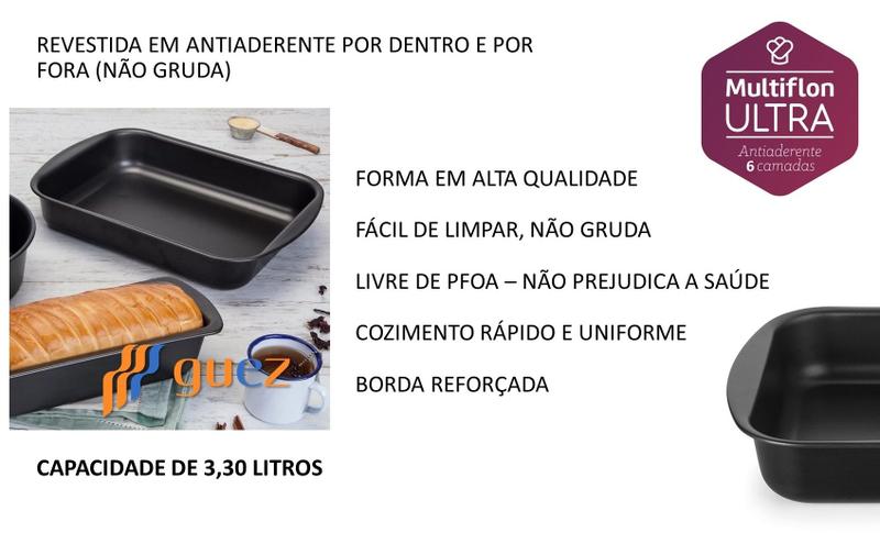 Imagem de assadeira funda antiaderente 28 cm forma borda reforçada