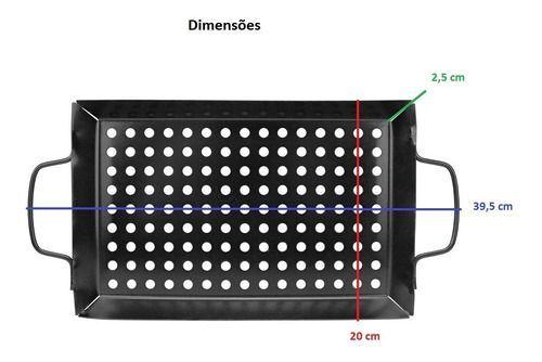 Imagem de Assadeira Grelha Antiaderente Retangular Churrasqueira Clink