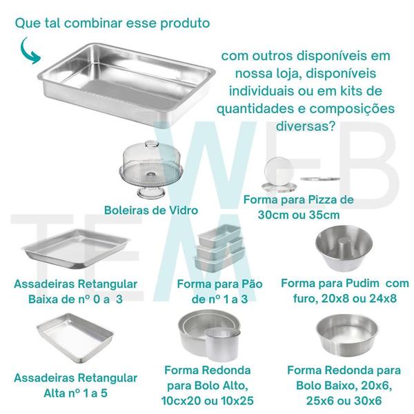 Imagem de Assadeira Retangular Alta nº3 Alumínio Sustentável para Assados, Bolos, Lasanhas, Cozimento Uniforme, Fácil Limpeza, Para Uso Caseiro ou Profissional