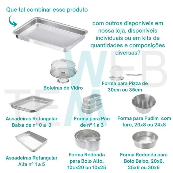 Imagem de Assadeira Retangular Baixa nº 1 Alumínio Sustentável para Assados, Bolos, Tortas, Cozimento Uniforme, Fácil Limpeza, Para Uso Caseiro ou Profissional