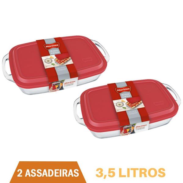 Imagem de Assadeira Retangular Vidro C Tampa 3,5L Marinex Nadir - 2 Un