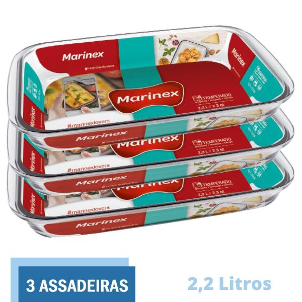 Imagem de Assadeira Retangular Vidro Torta Doces 2,2L Marinex - 3 Un