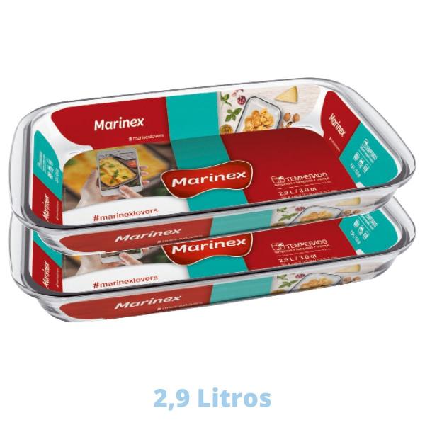 Imagem de Assadeira Retangular Vidro Torta Doces 2,9L Marinex - 2 Un