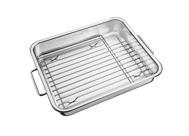 Imagem de Assadeira service em aco inox com grelha 34 x 28 cm tramontina