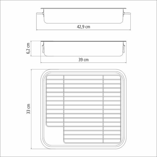 Imagem de Assadeira Service Inox c/ Grelha 39x33cm 6,4L Tramontina 61409380 CDT