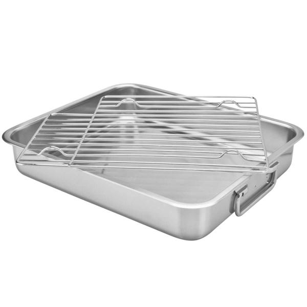 Imagem de Assadeira Tramontina Service 4,6L em Aço Inox com Grelha 34x28cm com Alças Laterais