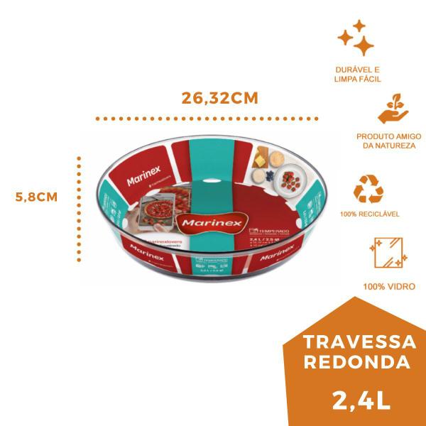 Imagem de Assadeira Travessa de Vidro Temperado 2,4L Marinex - 3 Unid